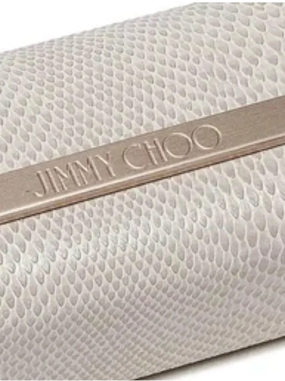 Jimmy Choo White Textured Sunglasses Case with Gold Accent